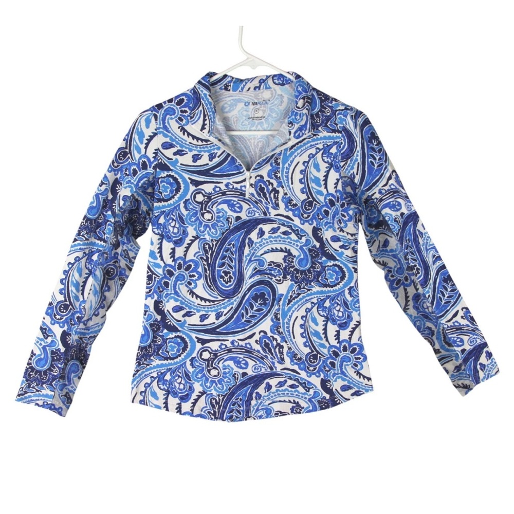 IBKUL UPF 50 Mock Neck Pullover Womens S Blue Paisley Golf Performance 1/4 Zip - Picture 5 of 12